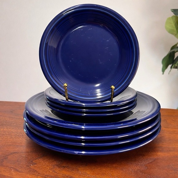 Homer Laughlin Other - 8 Pc Fiesta Cobalt Blue Plate Set Dinner & Salad HLC Homer Laughlin USA